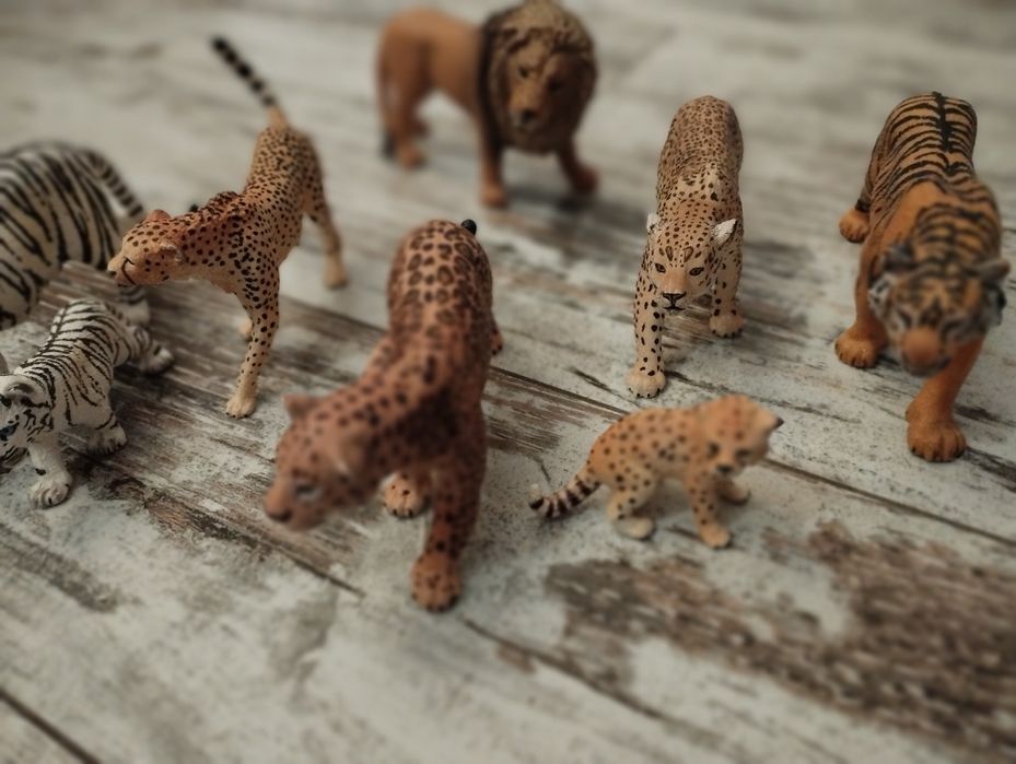 Schleich - figurki dzikich zwierząt 8 szt.: lew, tygrys, lampart