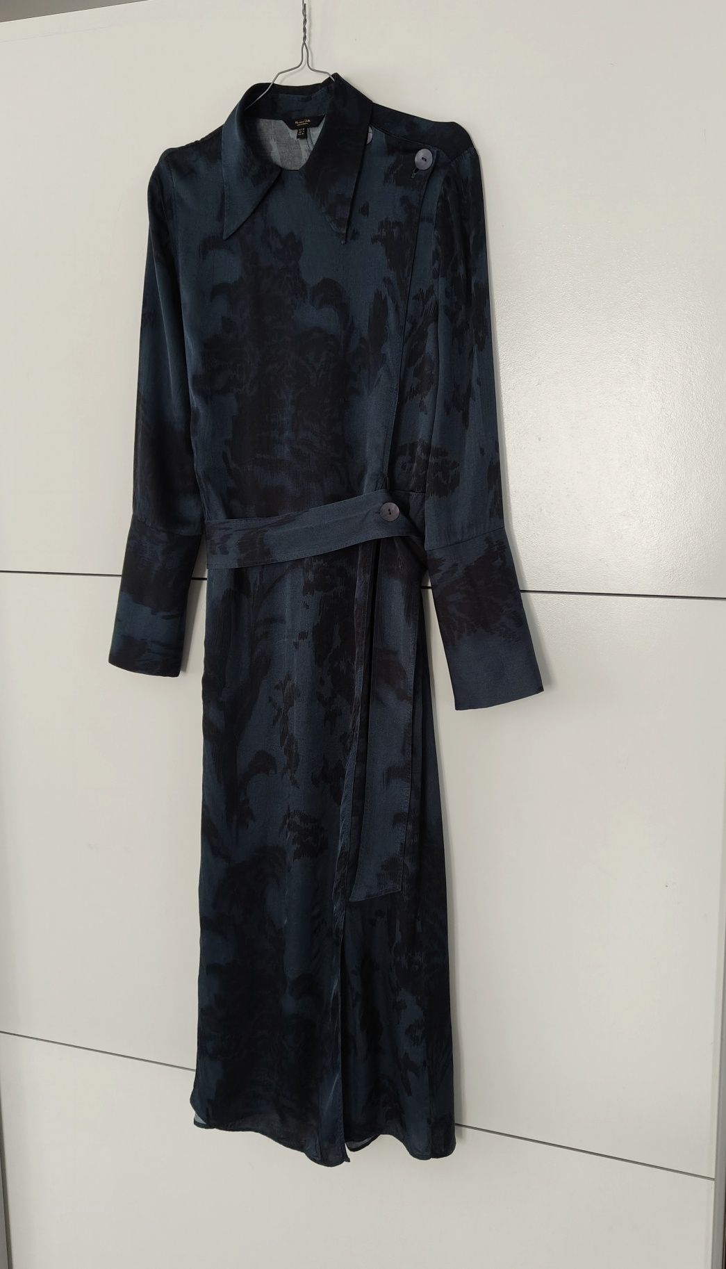 Sukienka Massimo dutti 38 M granatowa tie dye wiskozowa