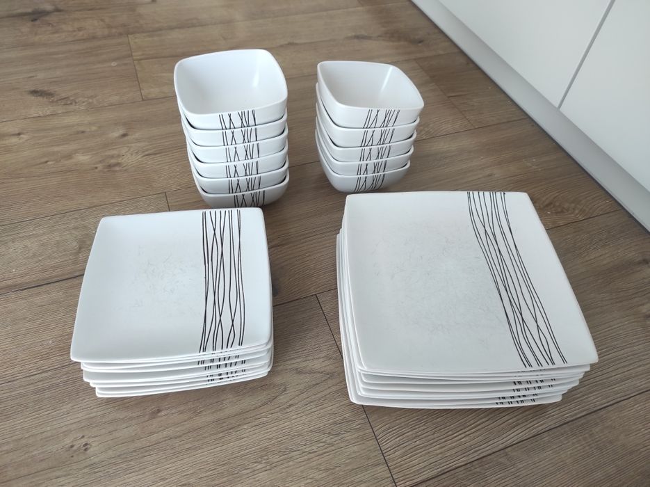 Zestaw obiadowy talerze miski 12 osób