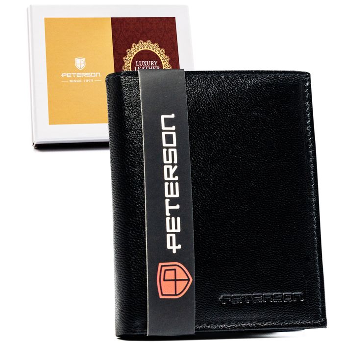 klasyczny, pionowy portfel damski ze skóry naturalnej - peterson