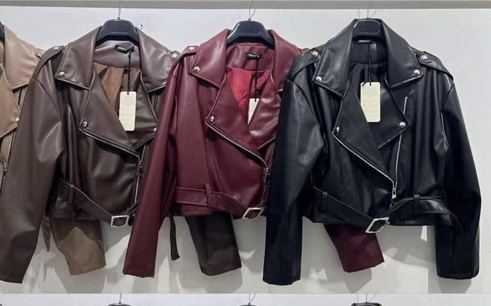 Kurtka z ekoskóry,, paskiem ramoneska Varlesca