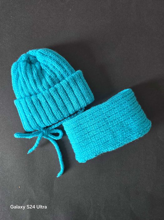 Czapka + szalik zimowy dla noworodka r.56