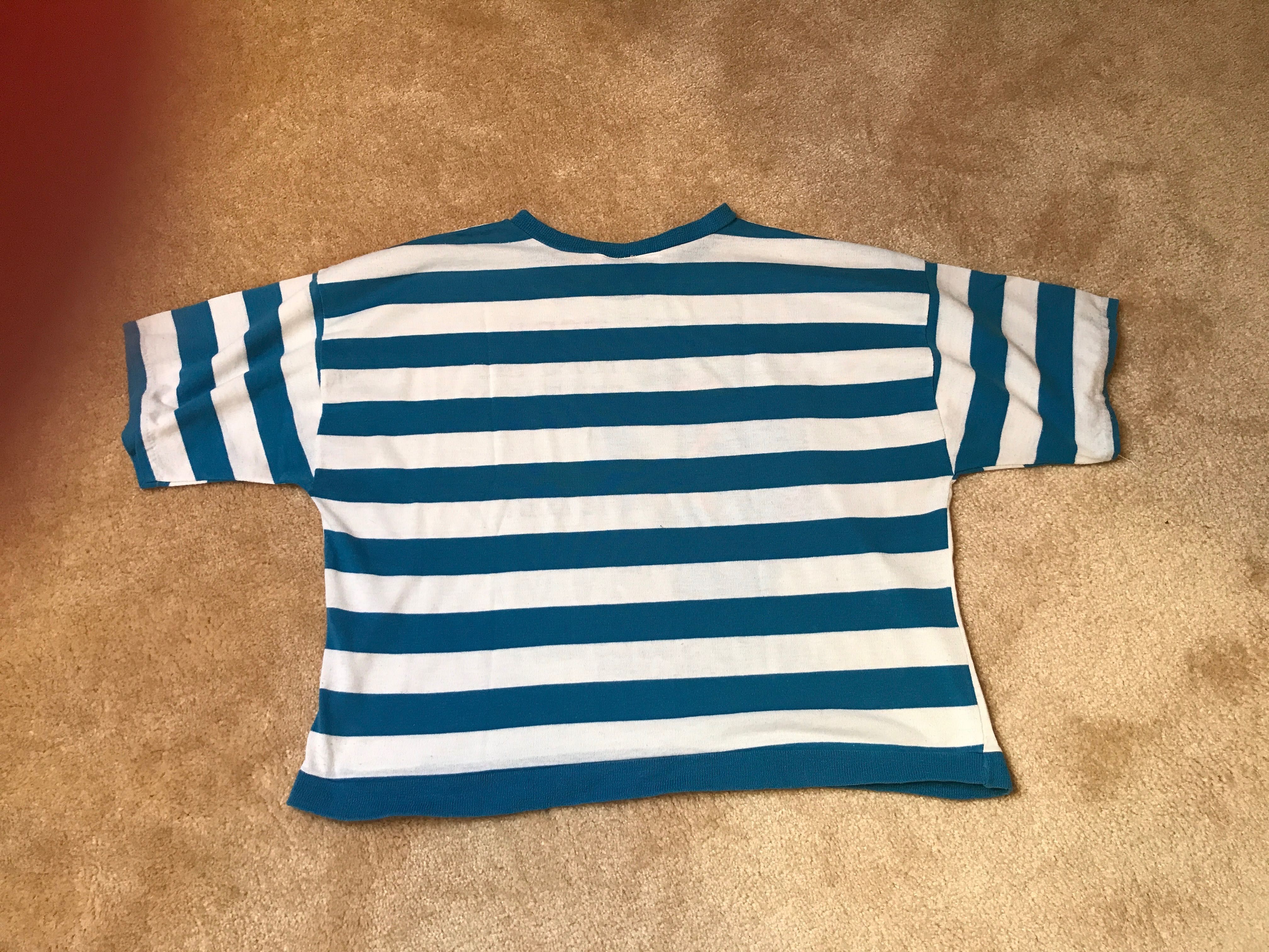 Bluzka marynarska t-shirt nadruk niebieskie paski oversize