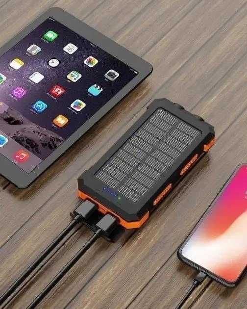 PowerBank з сонячною батареєю, ліхтариком 20000 мАч Solar Чорний