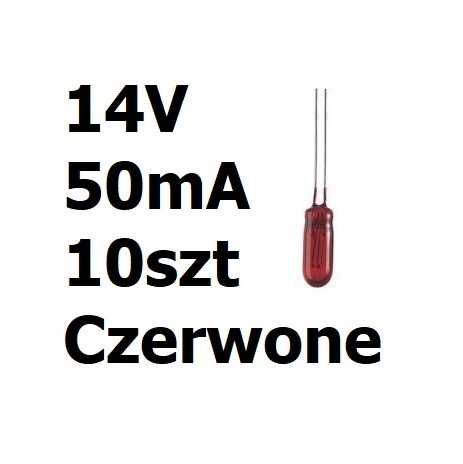 Żarówka miniaturowa czerwona 3x7mm 14V 50mA 10szt