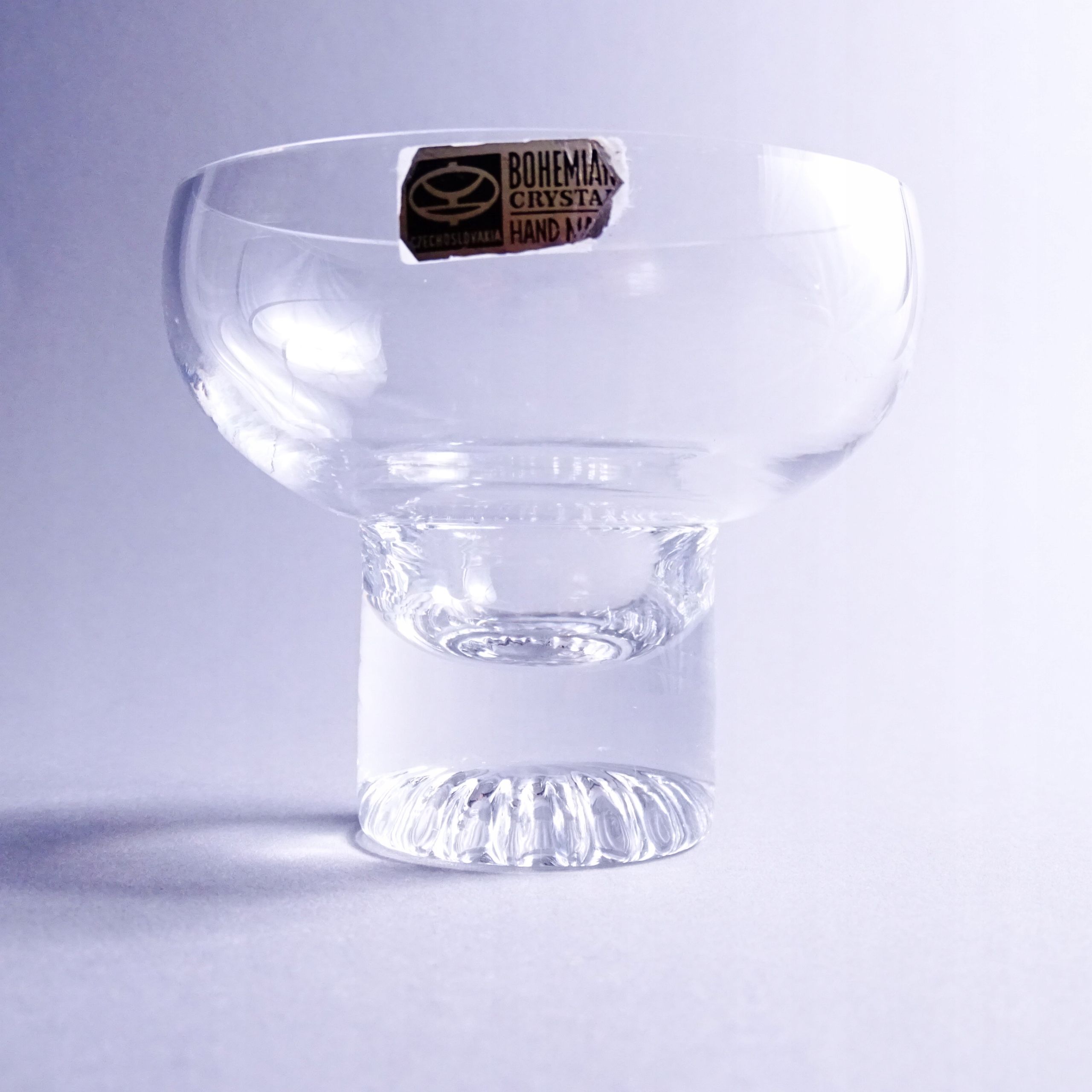 czechosłowacja designerski kryształowy pucharek świecznik