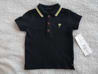 Nowa elegancka czarna koszulka polo bluzka w paski palma F&F 74