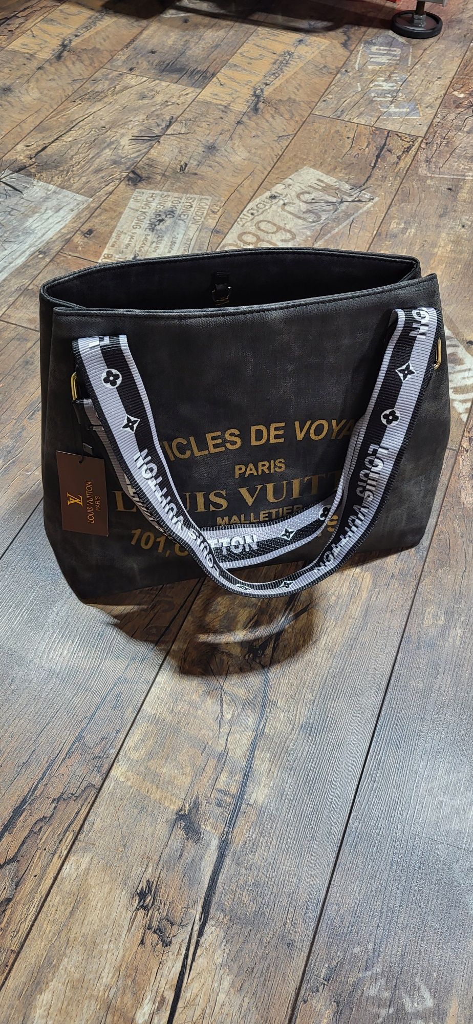 Śliczna torebka szara dekatyzowana shopperka shopper bag grafit