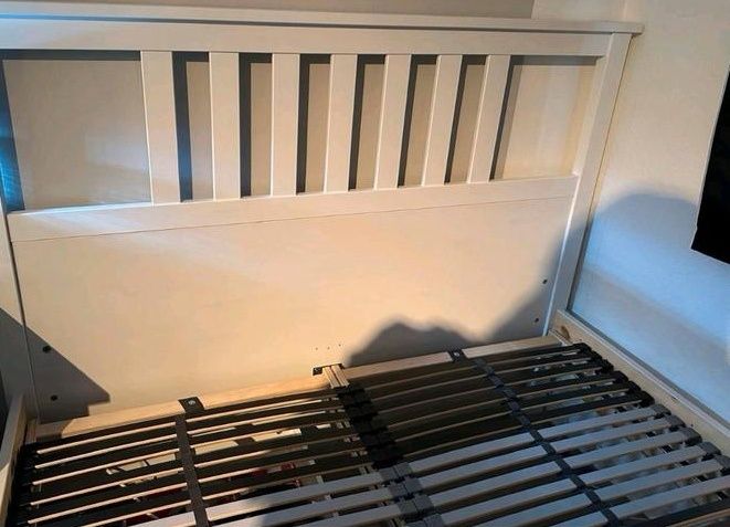 Łóżko ikea hemnes drewniane biała bejca 140x200 2 stelaże 2 szuflady