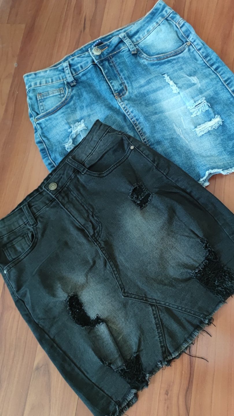 Dwie spódniczki jeansowe dżinsowa blue Black M 38 36