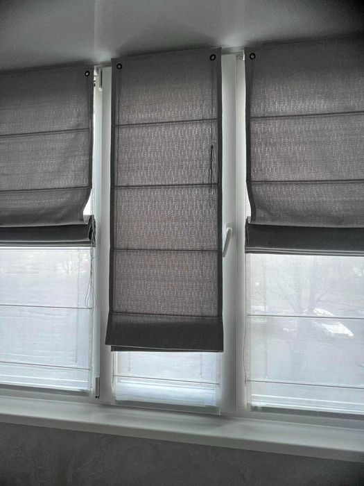 Римские шторы, блекаут, двойні римські штори, с тюлью, с принтом