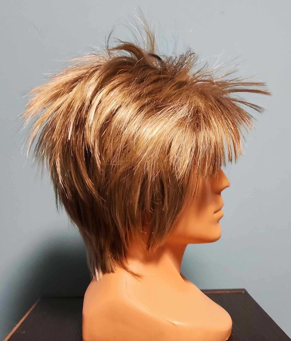 Peruka damska nowa średni blond + jasne pasemka