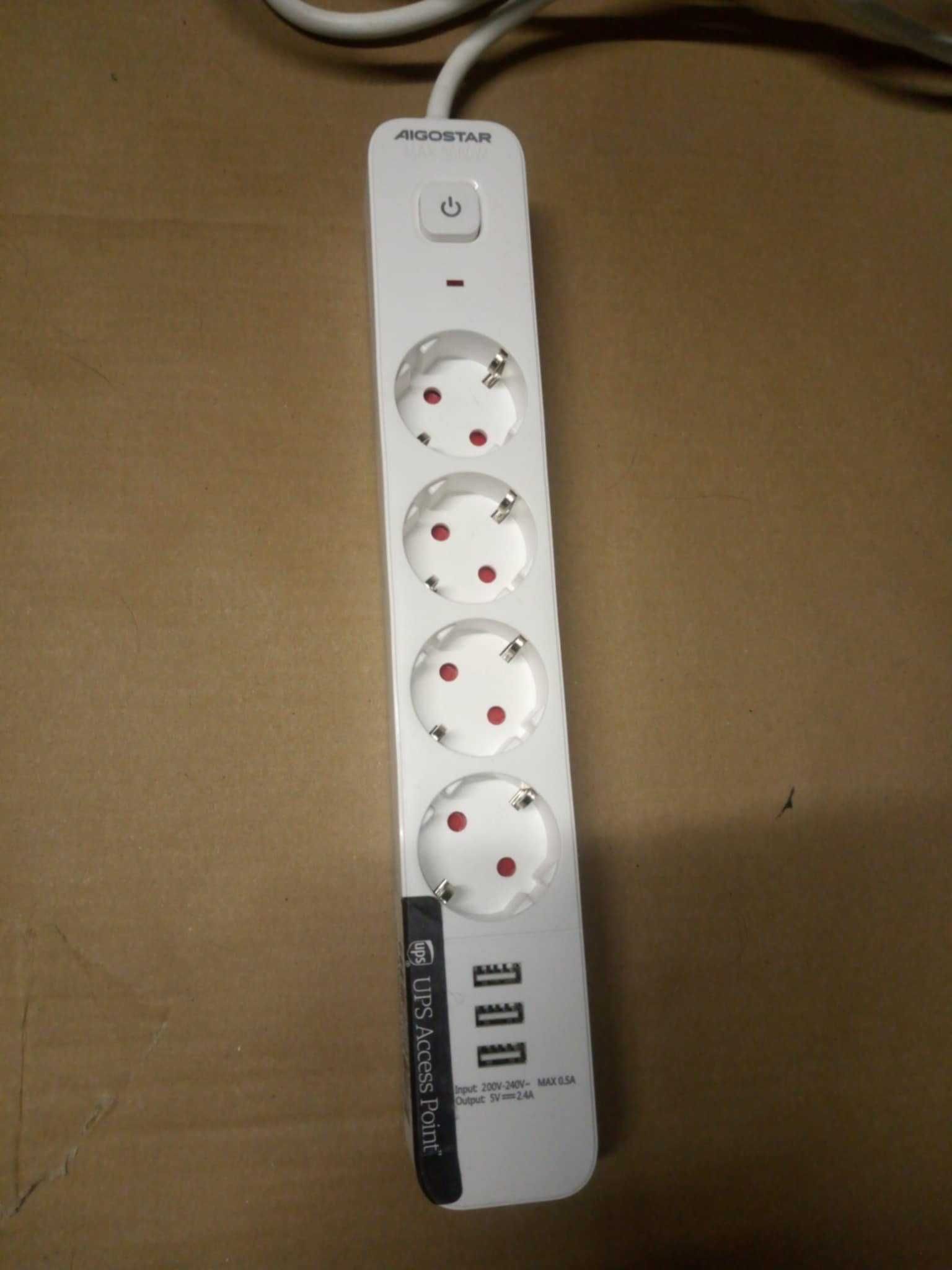 Przedłużacz, listwa Aigostar długość kabla  5m, 3xusb, 4xgniazdo, NOWY