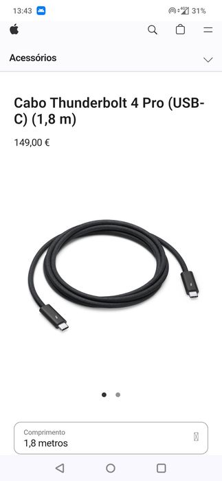 Cabos Apple Thunderbolt 4 Pro (USB-C) (1,8 m)