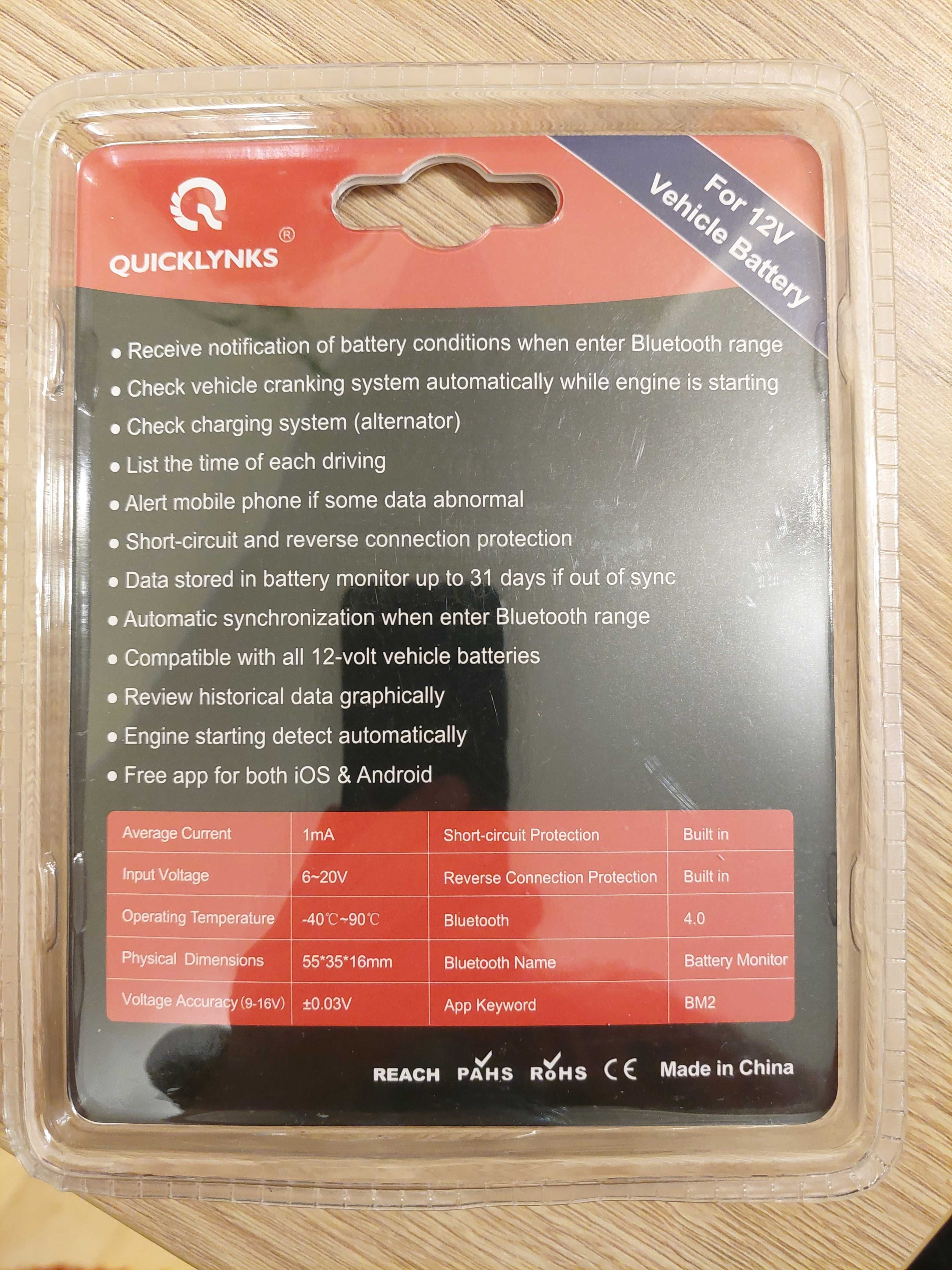 Quicklynks Battery Monitor II / monitor stanu akumulatora 12V
