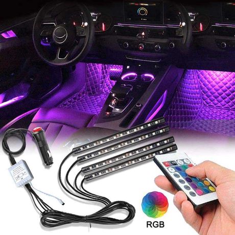Автомобильная светодиодная подсветка RGB с пультом 12V