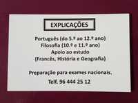 EXPLICAÇÕES - Português e Filosofia