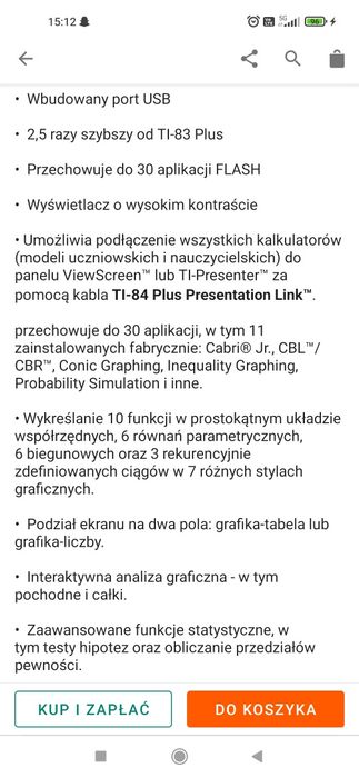 Kalkulator graficzny Texas T 1-84Plus