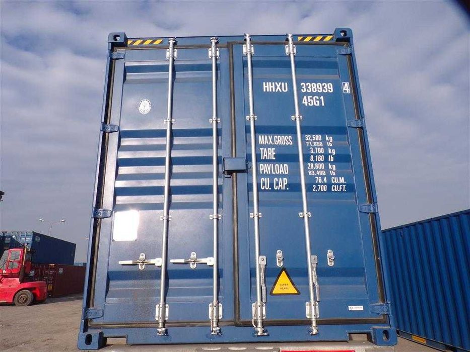 Kontener morski magazyn 40HC nowy oneway 2024 idealny niebieskiRAL5010