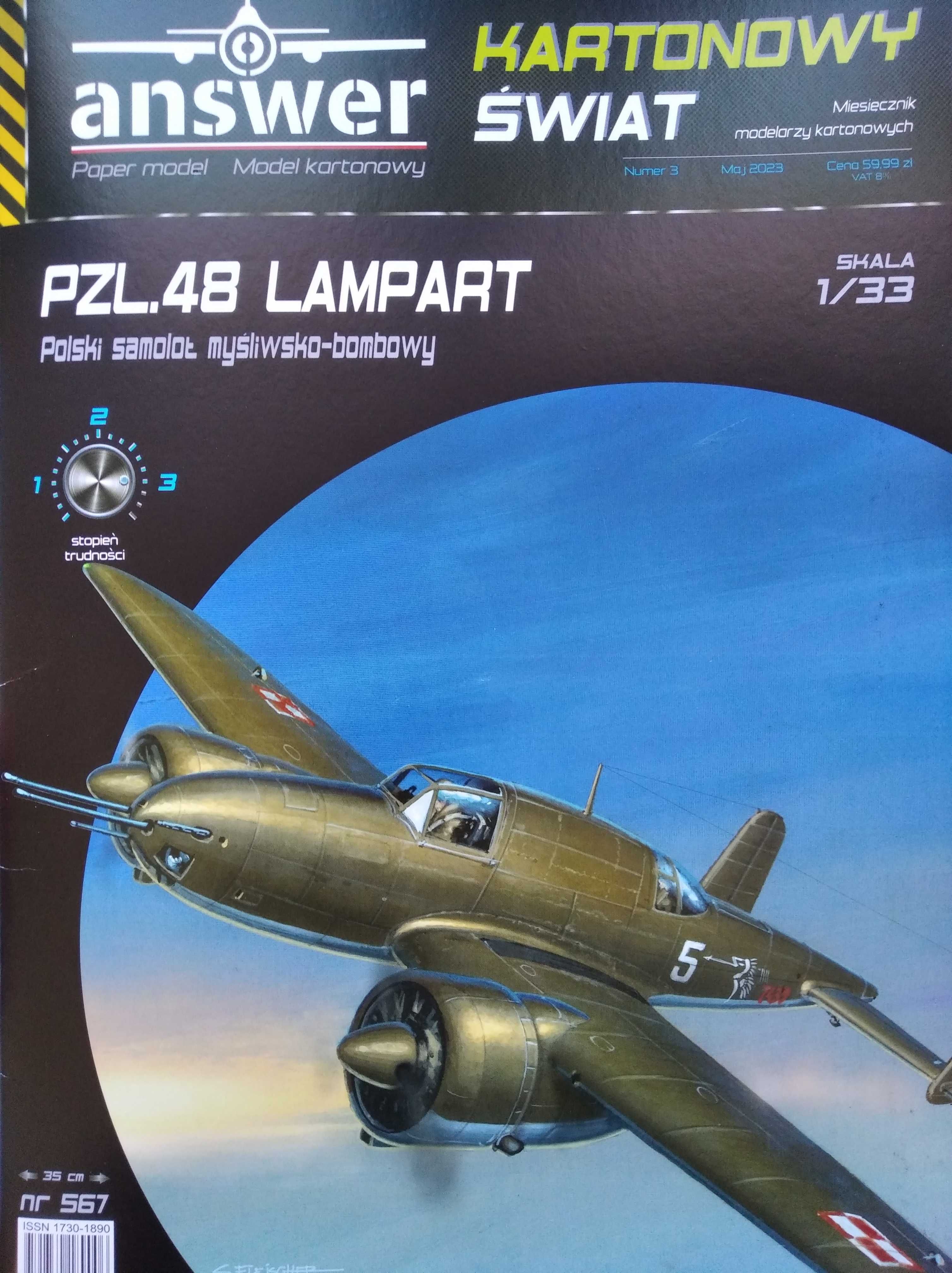 Model kartonowy samolot PZL.48 Lampart 1:33