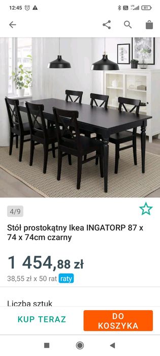 Nowy stół Ikea plus 4 krzesła