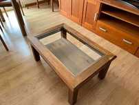 Mesa de sala retangular em madeira maciça 90x61 cm