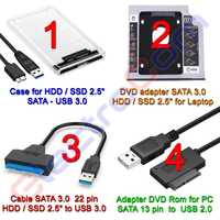 Фрейм-перехідник, кабель, кишеня, Optibay, SSD, HDD, DVD-RW