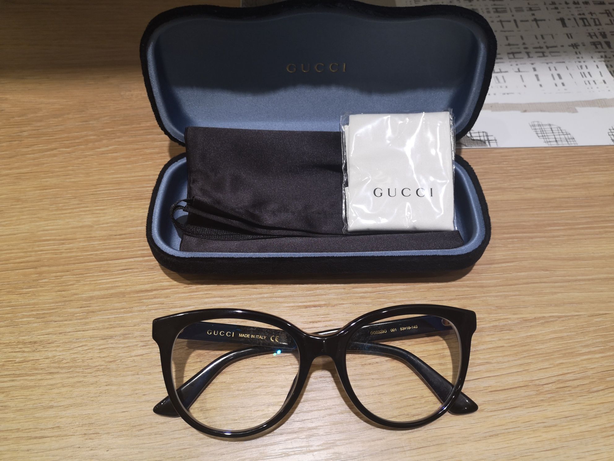 Okulary, oprawki Gucci GG0329O 001, Soczewki ESSILOR Ormix 1.6 Crizal