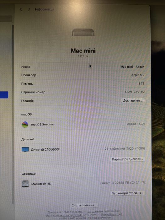 Apple Mac Mini M2 256gb 8gb Ram