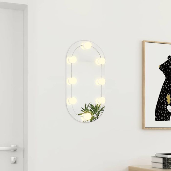 Lustro Z Lampami Led, 60X30 Cm, Szklane, Owalne