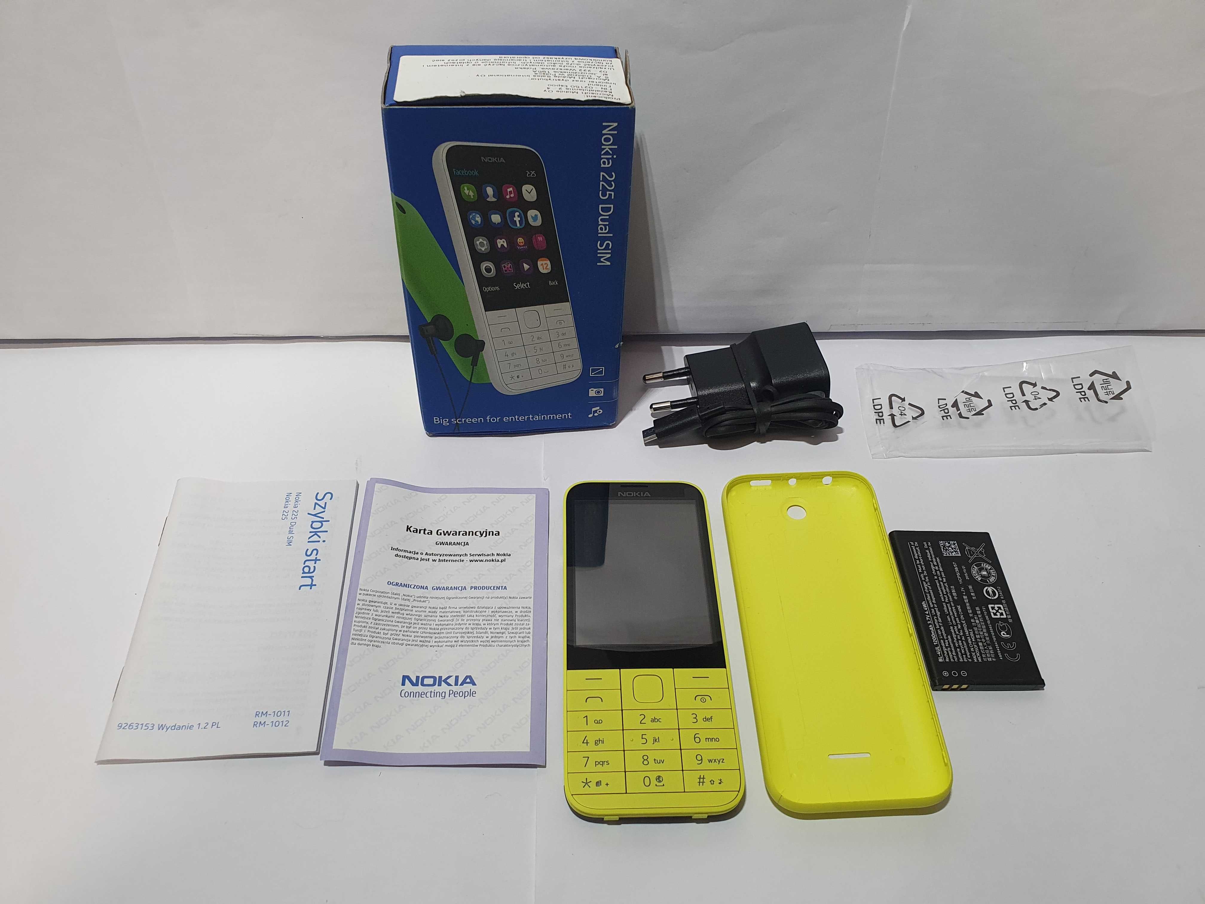 Nokia 225 DS telefon Nowy Dual Sim duos oryginalna żólta