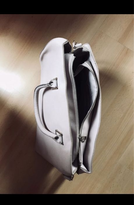 Torebka na ramię, torba typu shopper z zamkiem, Zara, pudrowy róż