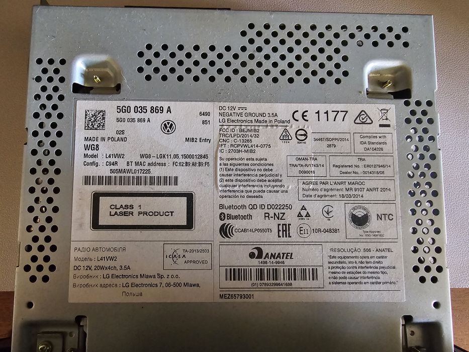 Rádio MIB VW Golf VII e moldura