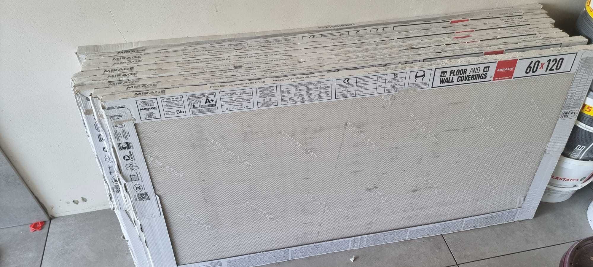 Płytki gres włoski Mirage marmur biało-szare błyszczące 60x120 cm