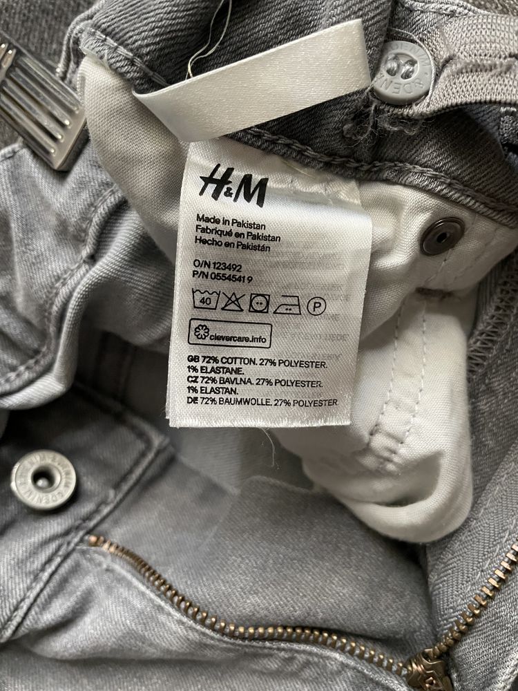 Jeansy H&M spodnie dżinsowe chłopięce szare r.158