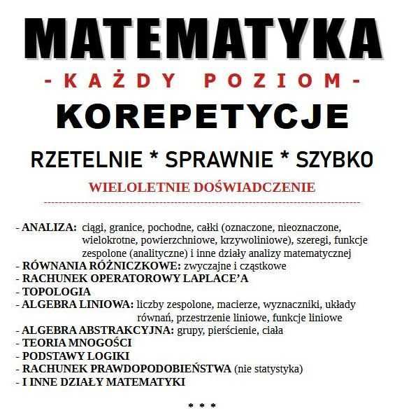 Matematyka korepetycje, każdy poziom