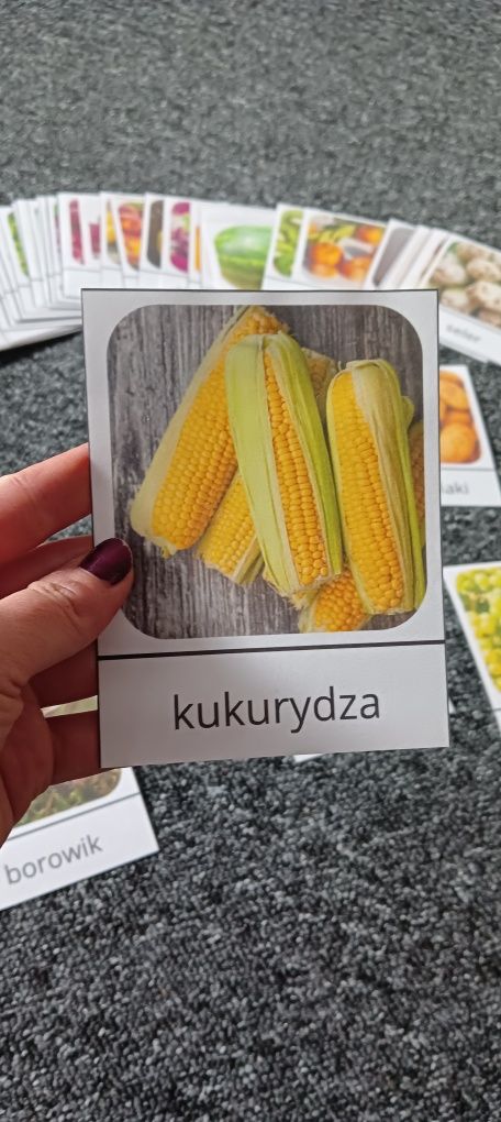 Karty pożywienie owoce warzywa nowe Montessori