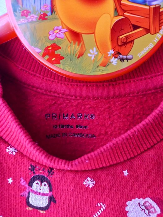 HM nowa bluzka świąteczna + Primark bluza 86 mikołaj święta
