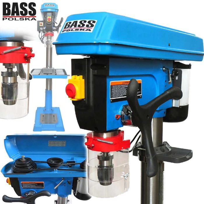 BASS POLSKA Wiertarka Stołowa Kolumnowa 1500w 400v Imadło 6" BP5284