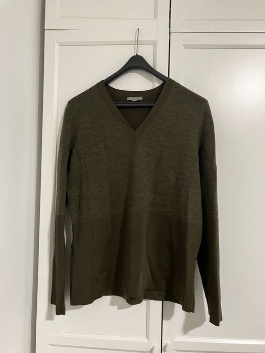 Sweter bluza COS L - wełna, wiskoza, dekolt serek