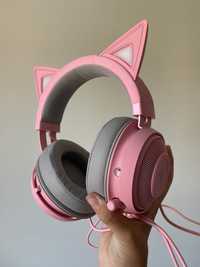 Kitty Gaming Razer headphones Auscultadores Orelhas de gato Rosa