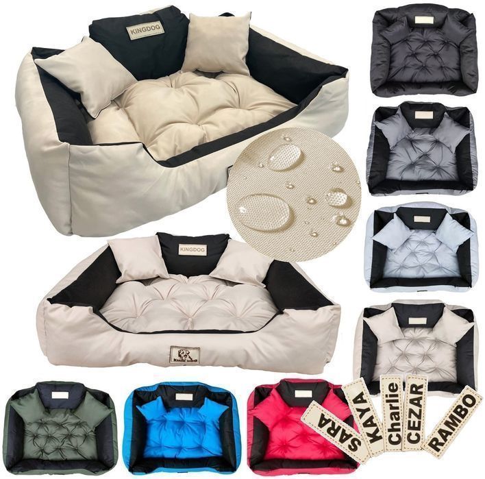 Legowisko dla psa kojec KINGDOG 130x105 cm personalizowane beżowe