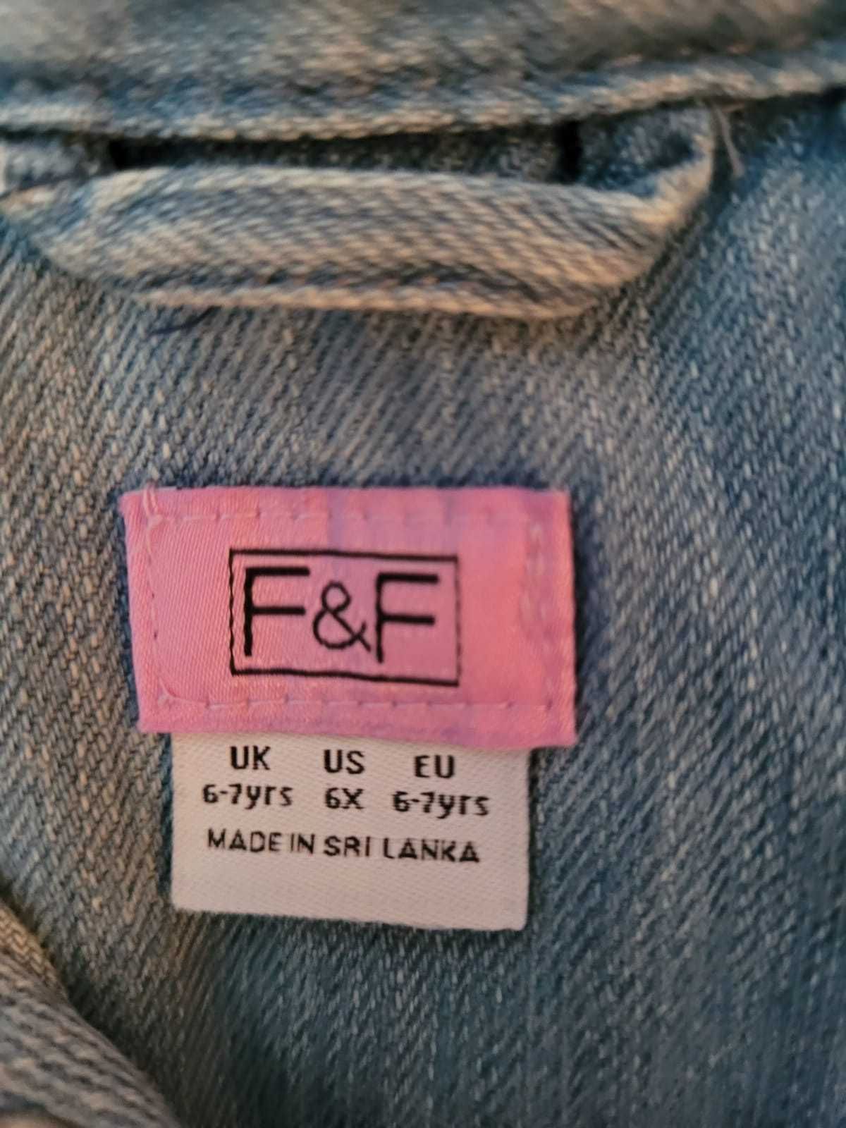 Kamizelka jeansowa bezrękawnik dżins dla dziewczynki F&F r.116 6-7 lat