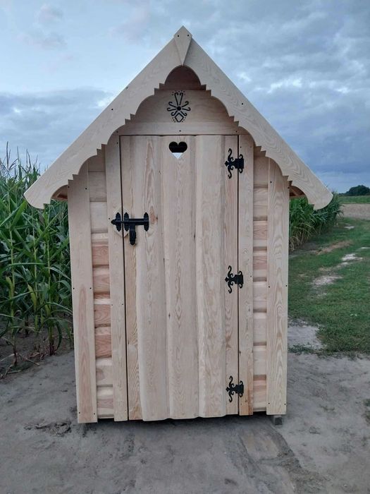 Toaleta drewniana ogrodowa separacyjna WC ROD budowę wychodek sławojka