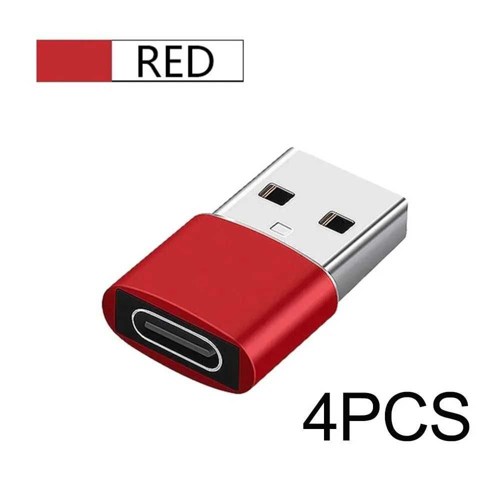 Adapter OTG Przejściówka USB-A do USB-C TYP-C Kolor CZERWONY Czarny