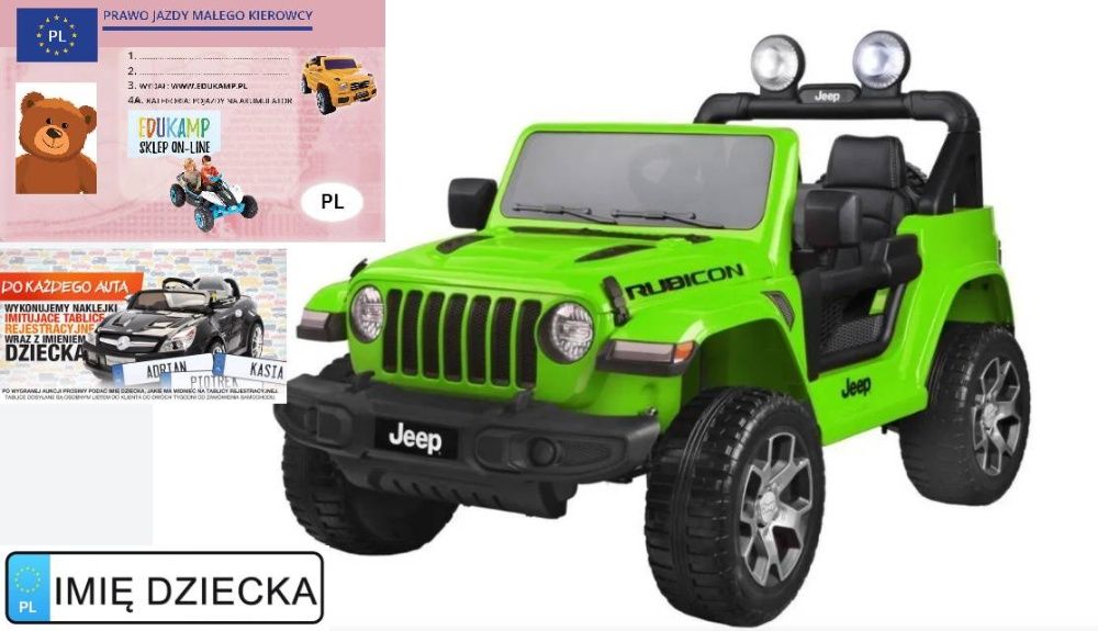 JEEP dla dziecka Wrangler RUBICON 4x4 Auto na akumulator