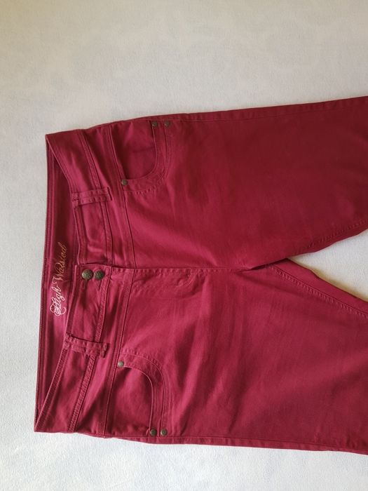 Śliczne duże spodnie jansowe bordowe rozm 48