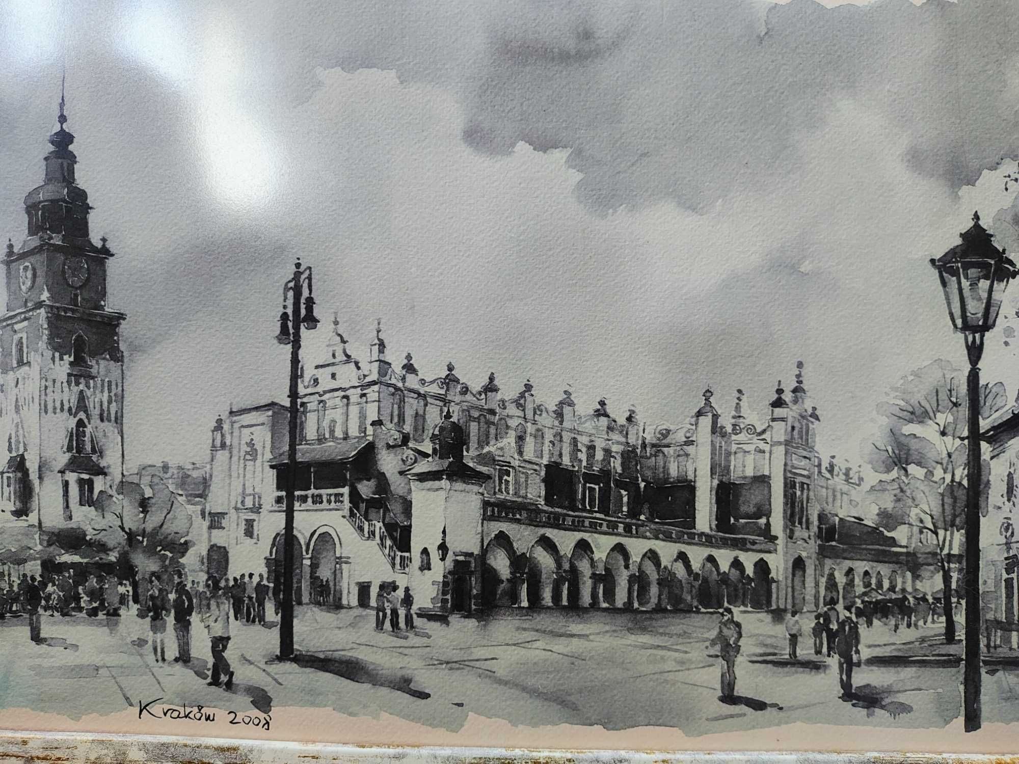 Kraków, Rynek - akwarela, 2008 rok