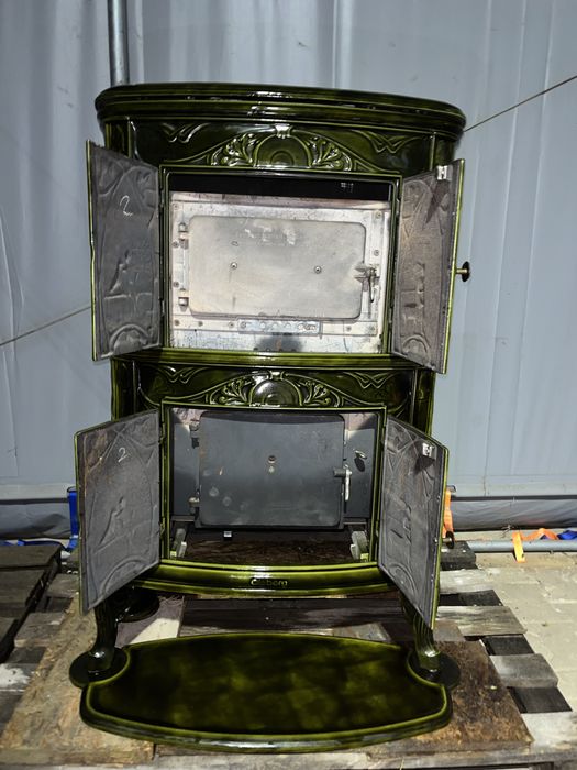 Piec emaliowany OLSBERG, kominek zabytkowy