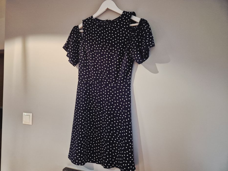 Sukienka MISS SELFRIDGE 34 XS granatowa w kropki groszki
